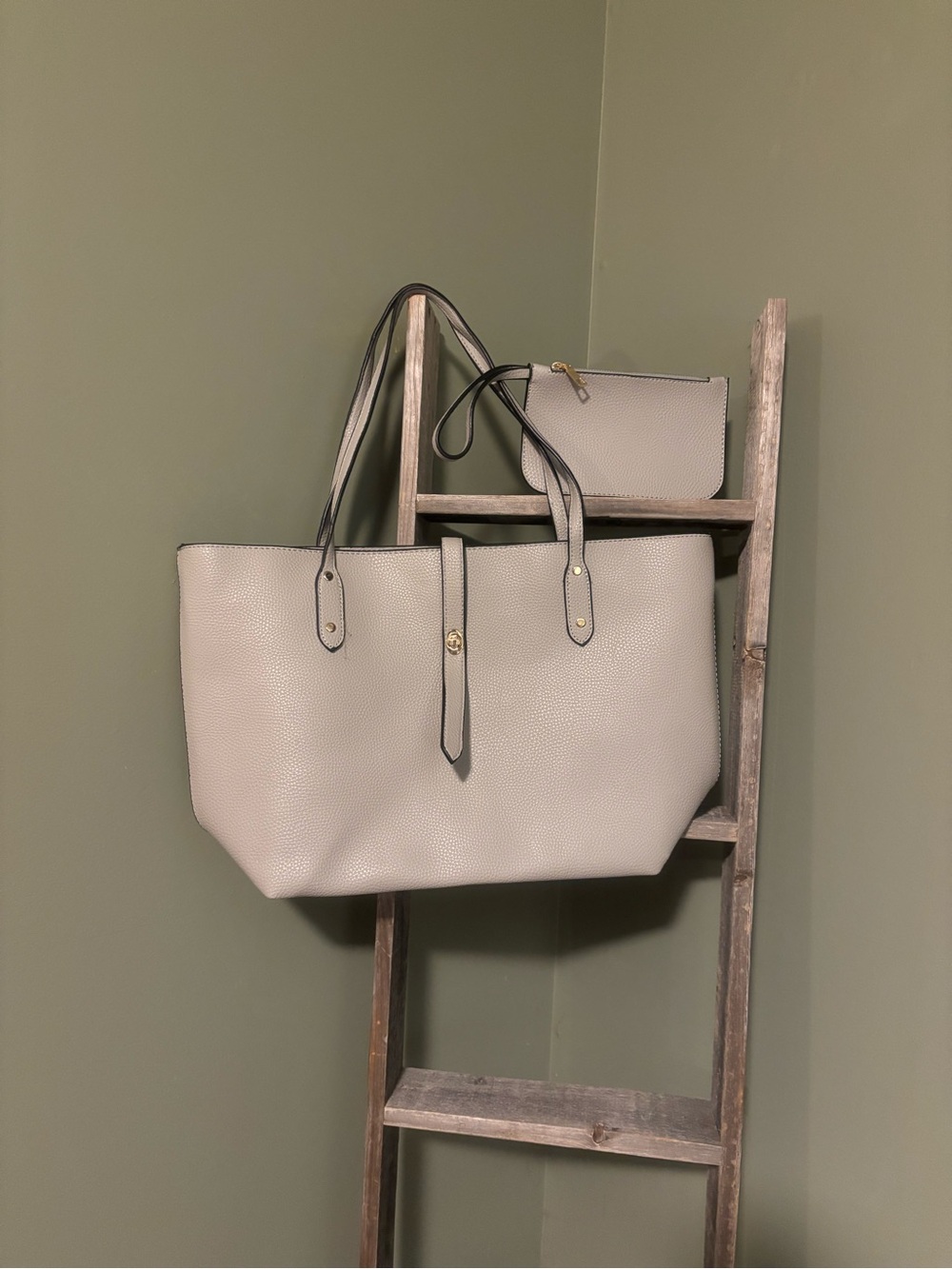 Gray Tote with Wristlet